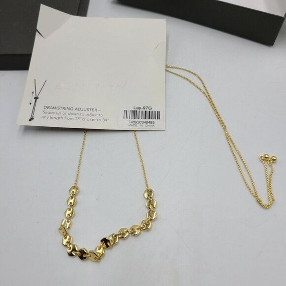 Layers Gold Necklace Drawstring Adjuster Slides LAY-97G 13" to 34" New - Picture 3 of 5
